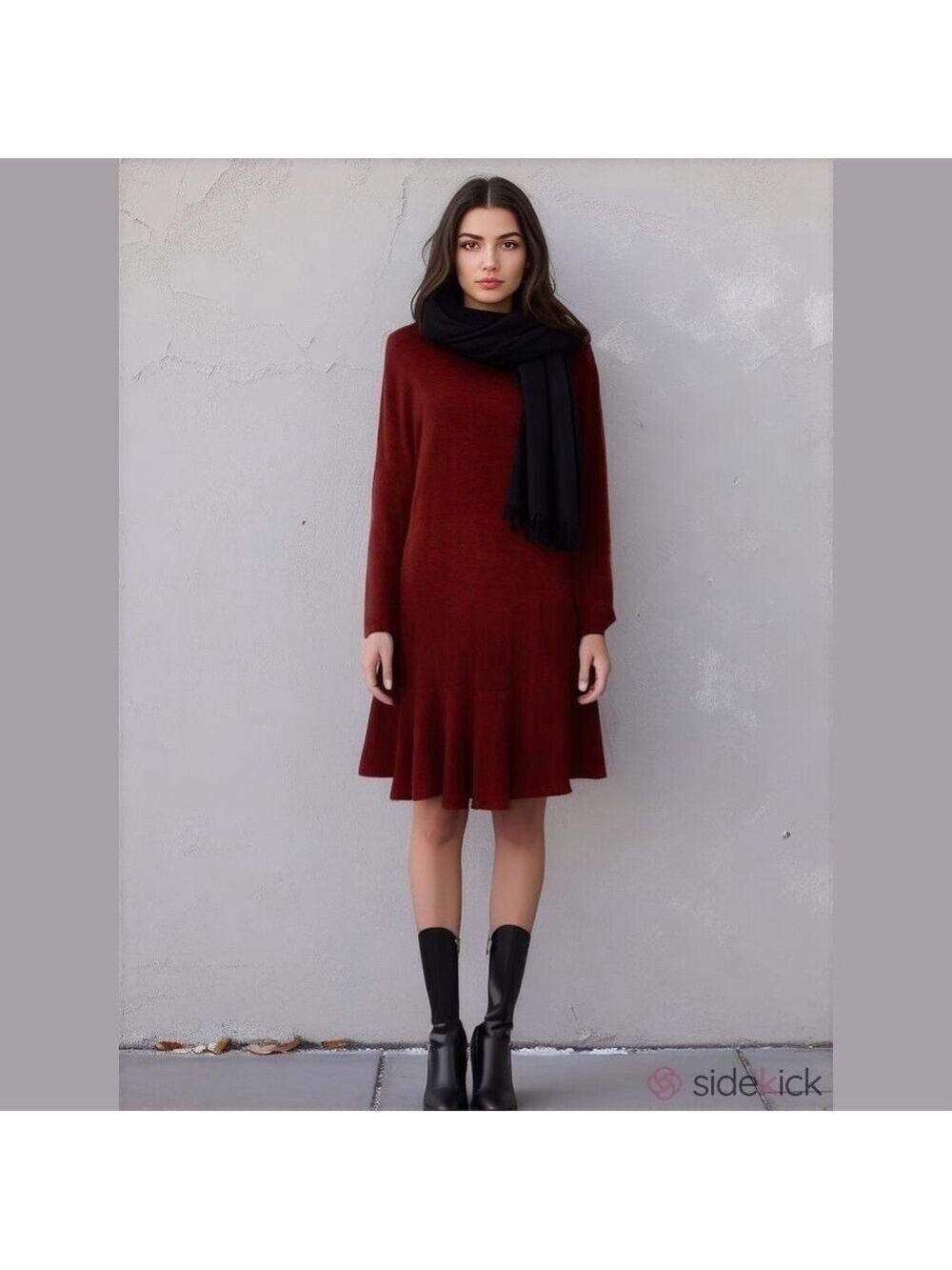LUSH Women's Dress Long Sleeve Open Back Wine Stretch